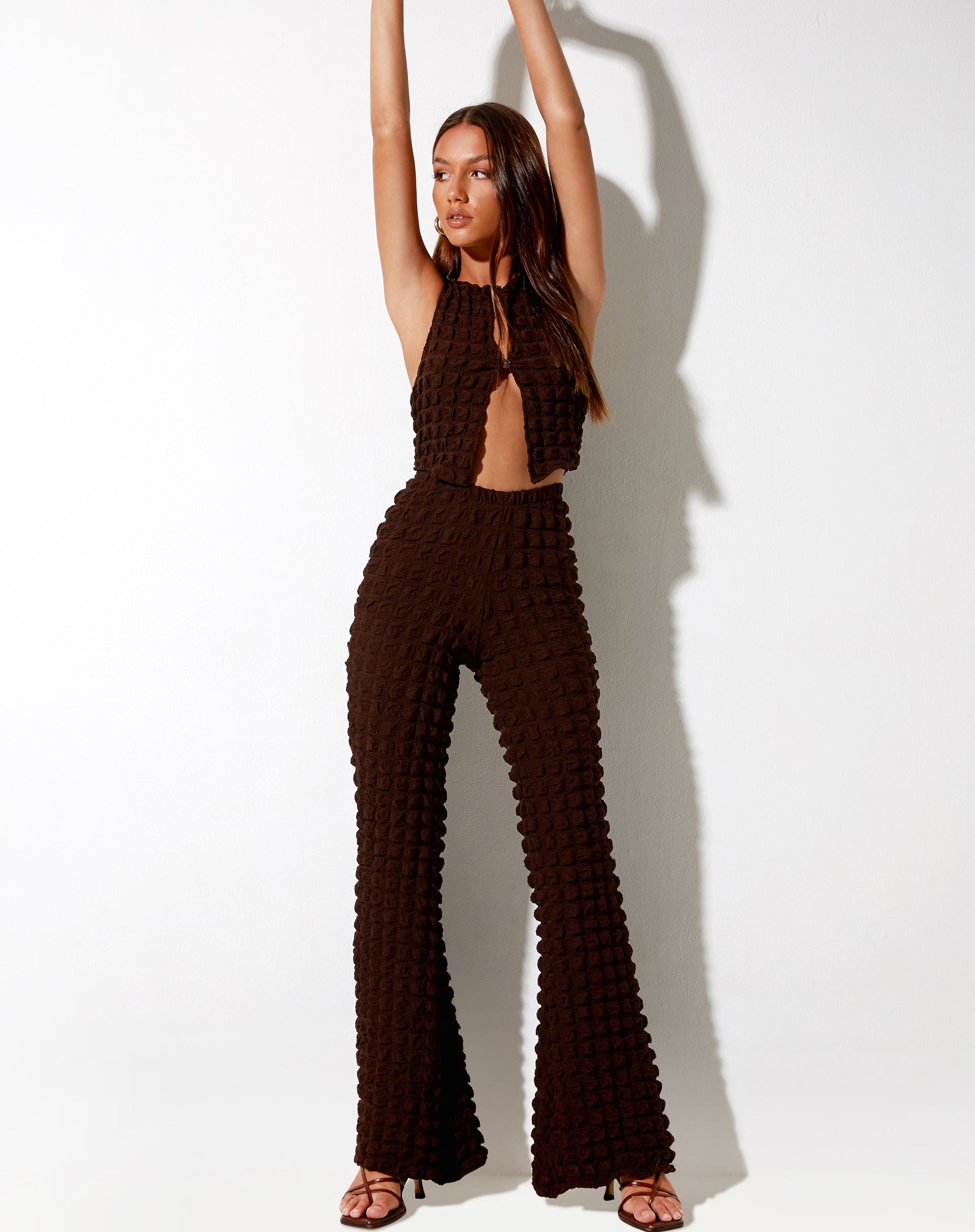 Image of Neno Crop Top in Bubble Jersey Brown