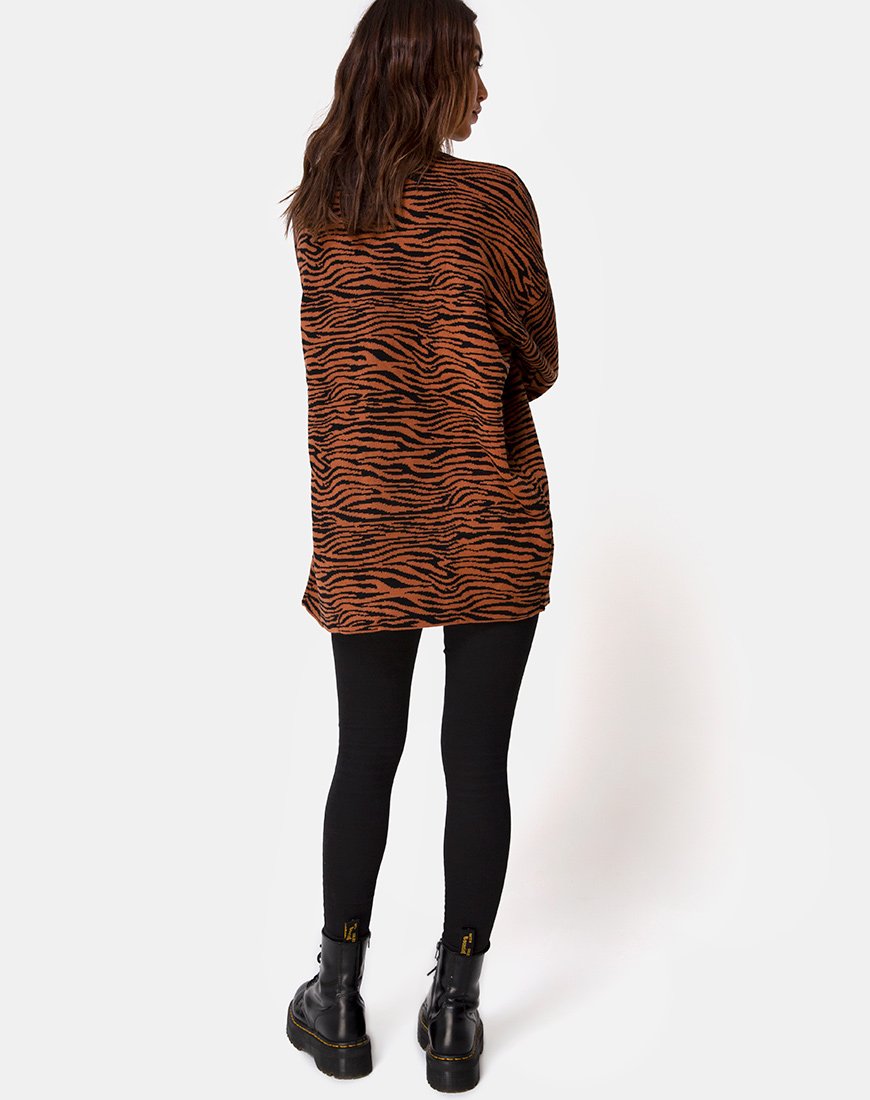 Image of Neivie Roll Neck Jumper in Tiger Knit Brown