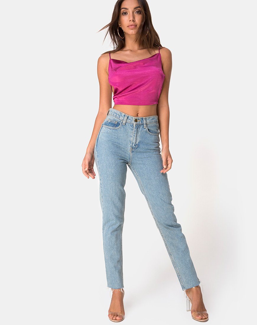 Image of Ning Top in Satin Magenta