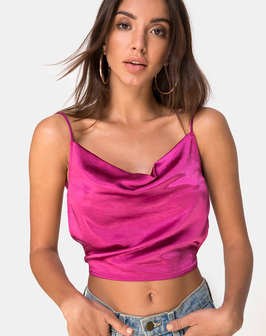 Image of Ning Top in Satin Magenta