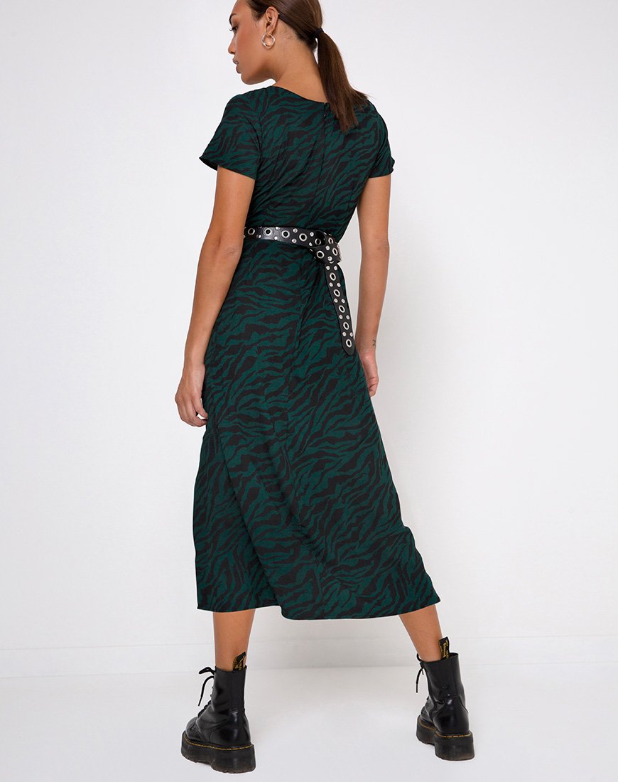 Short Sleeve Green and Black Zebra Midi Dress | Nira motelrocks-com-eur Short Sleeve Green and Black Zebra Midi Dress | Nira motelrocks-com-eur