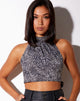 Image of Noela Backless Top in Abstract Croc Black