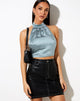 Image of NOELA TOP SATIN SILVER BLUE#41