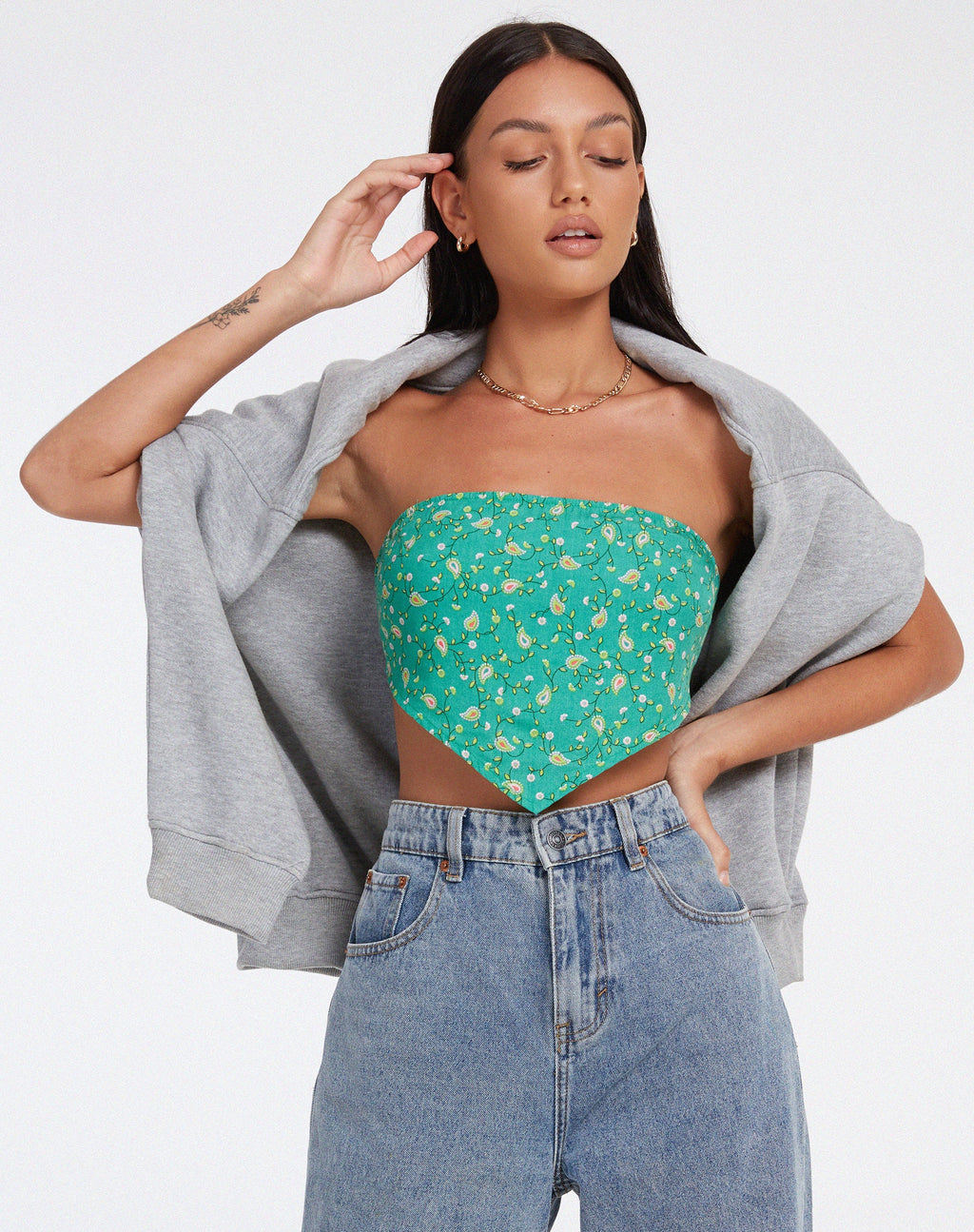 Nolda Crop Top in Paisley Fun Green