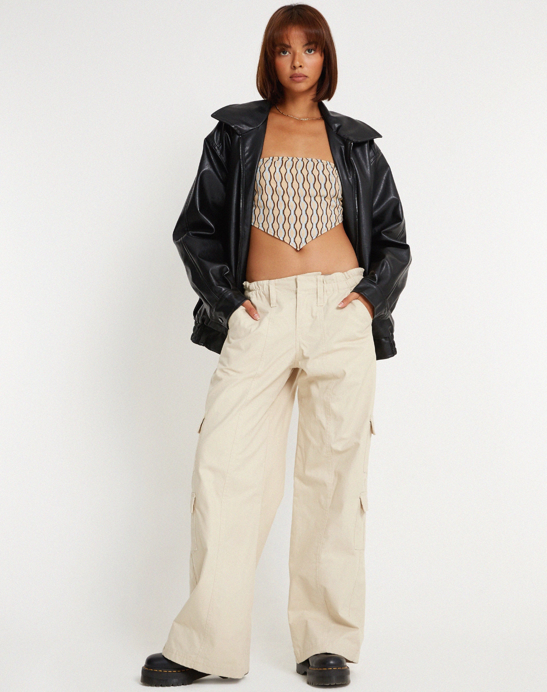 image of Nolda Crop Top in Preppy Geo Brown