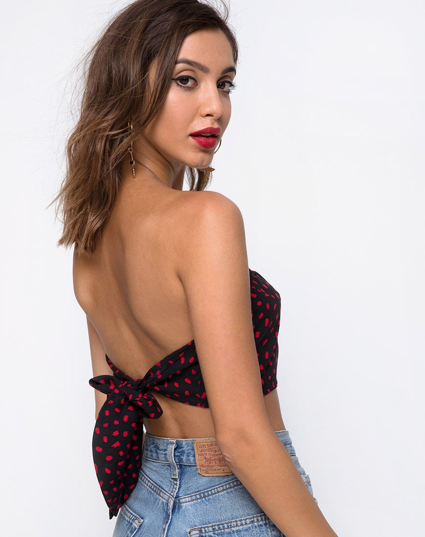 Image of Nolia Tube Top in Mini Diana Dot Black and Red