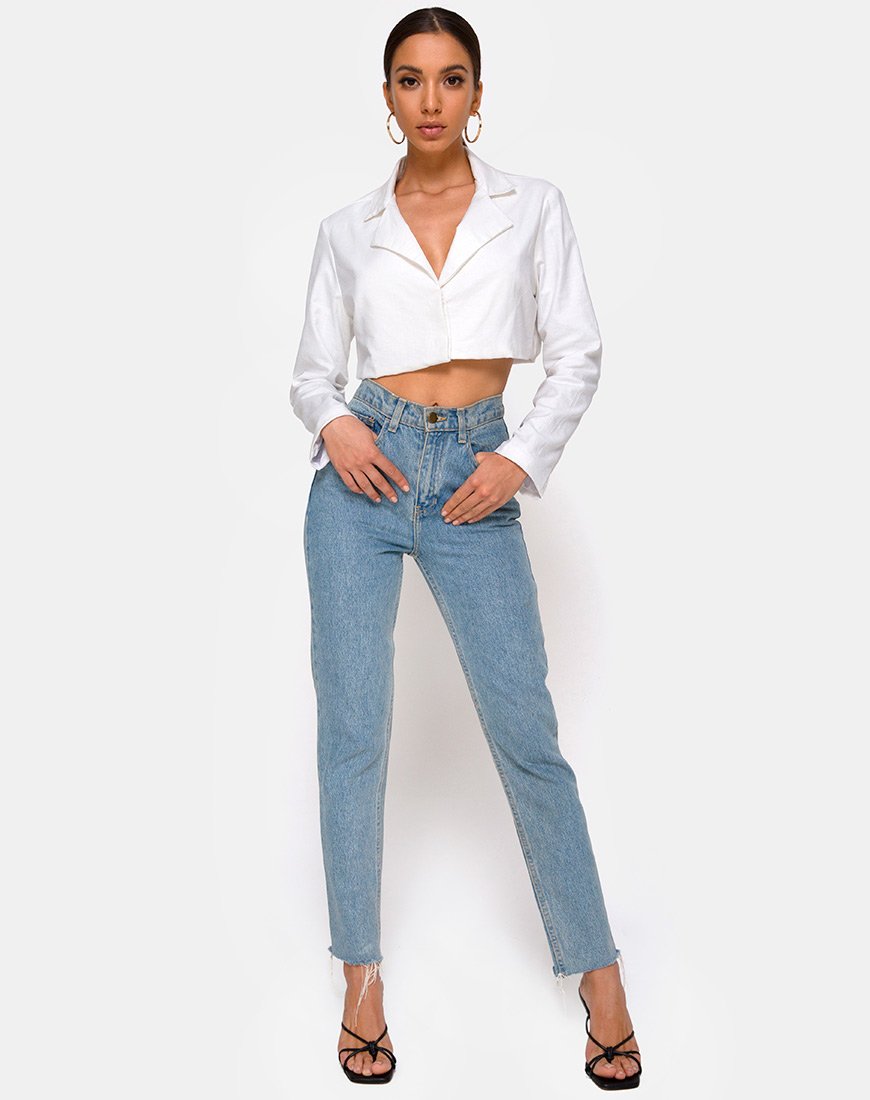 Image of Noly Cropped Blazer in Ivory