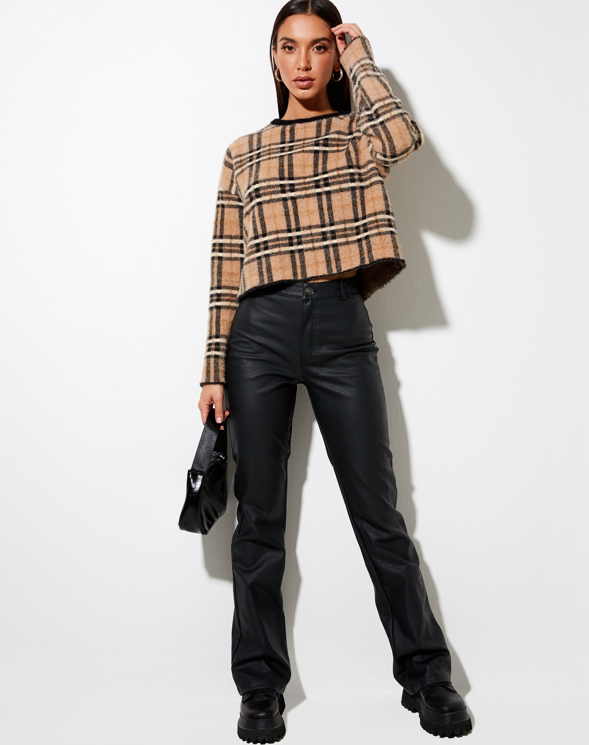 Image of Oki Jumper in Knit Cream Black and White Check
