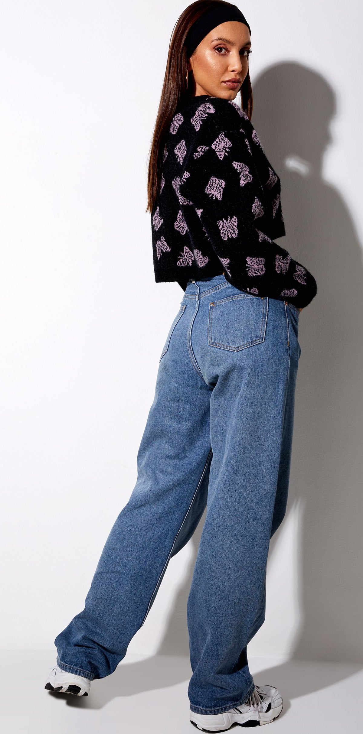 Black and Purple Butterfly Cropped Cardigan | Olina – motelrocks-com-eur