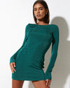 image of Onsa Mini Dress in Crepe Forest Green