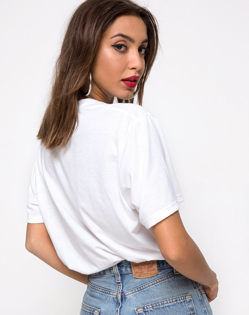 Image of Oversize Basic Tee in White with Rose