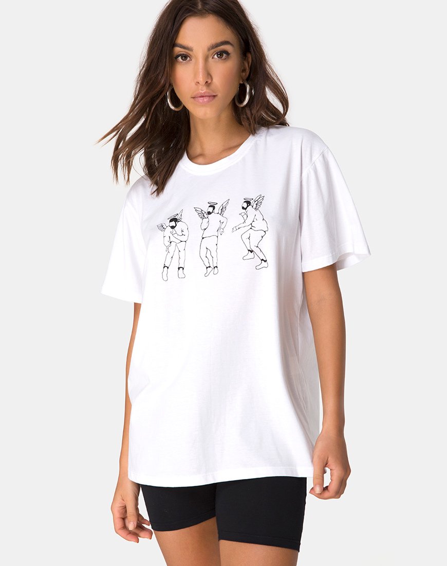 Image of Oversize Basic Tee in White with Dancing Drake