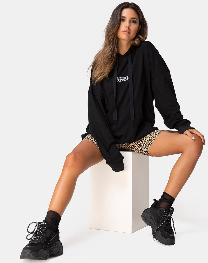 Image of Oversize Hoody in Black with Angel Embro