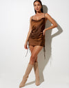 Image of Palila Mini Dress in Satin Rich Brown