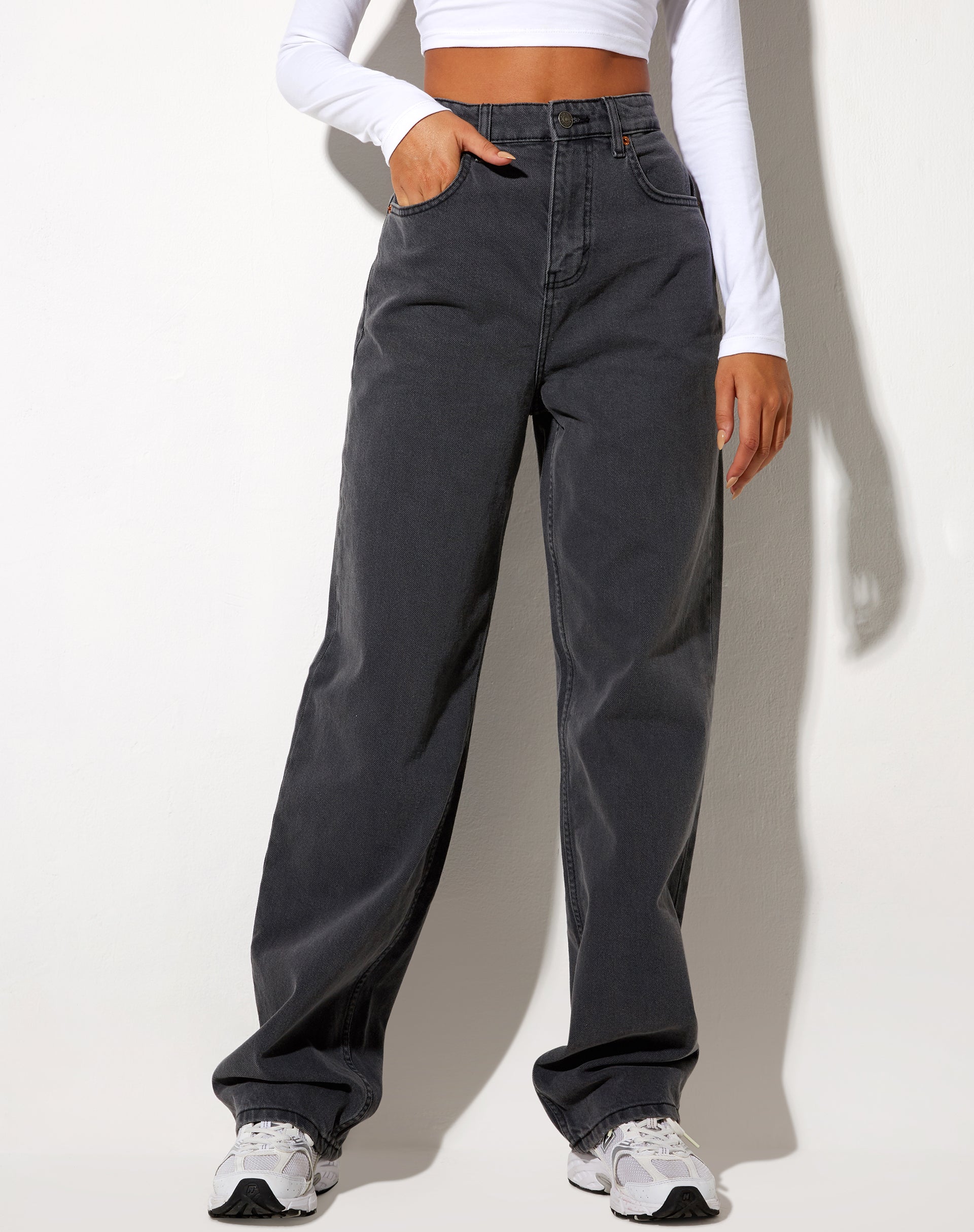 Grey High Waisted Wide Leg Denim Jeans | Parallel – motelrocks-com-eur