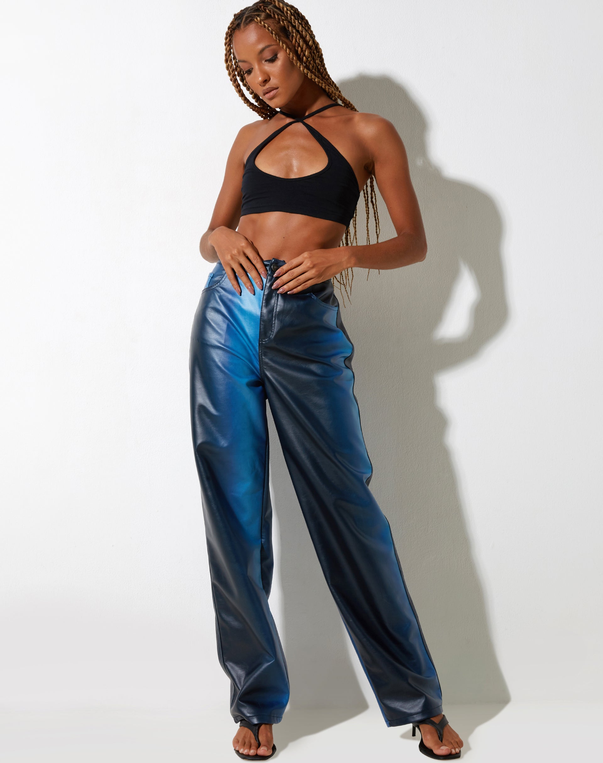 IMAGE OF Parallel Trouser in PU Ombre Blue