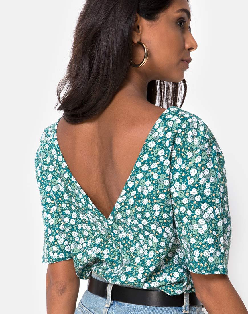 Image of Parki Top in Floral Field Green