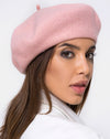 Image of Wool Beret Hat in Baby Pink