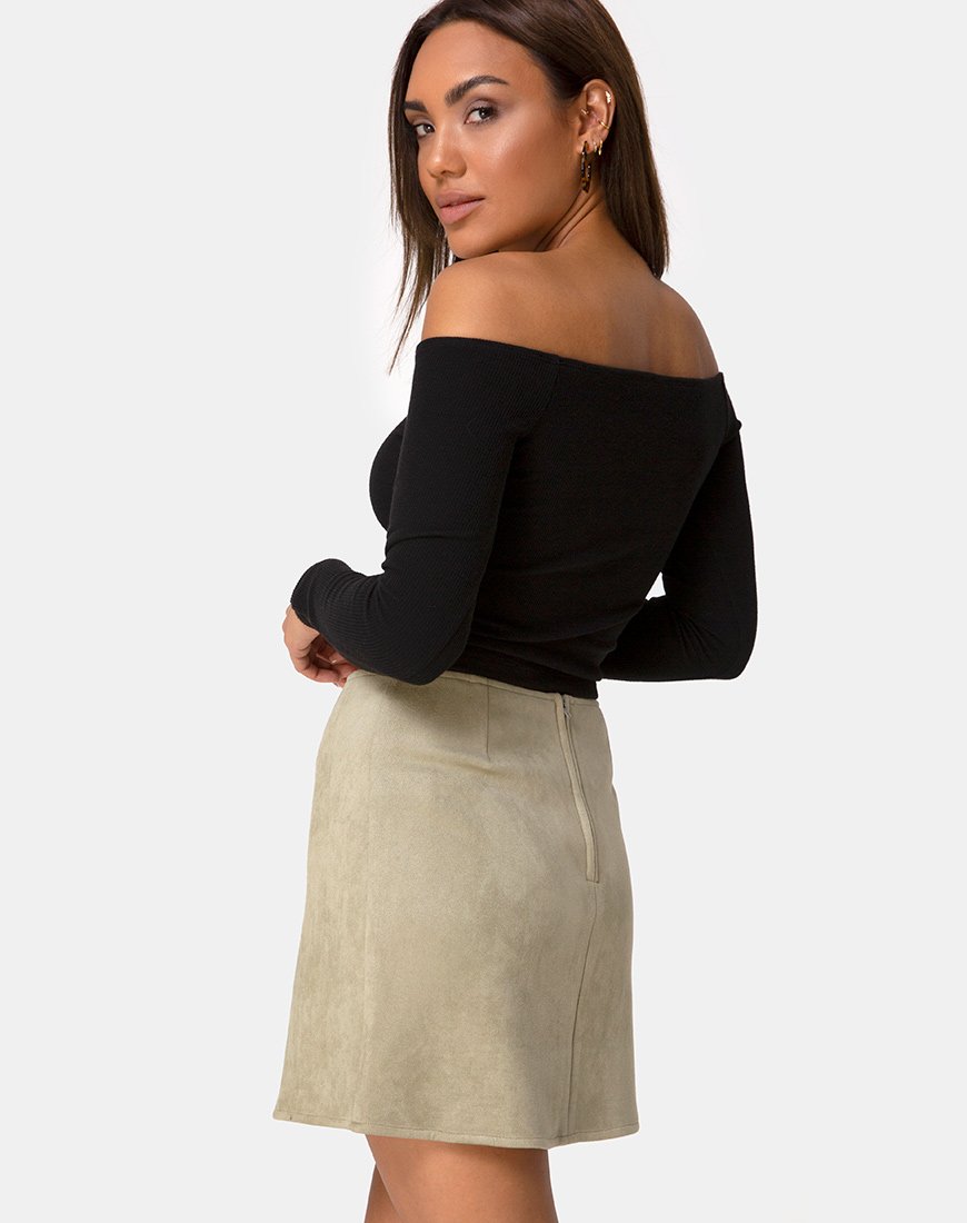 Pelmo Skirt in Suede Khaki