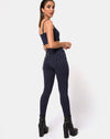 Image of Pin Pants in Navy Pinstriped