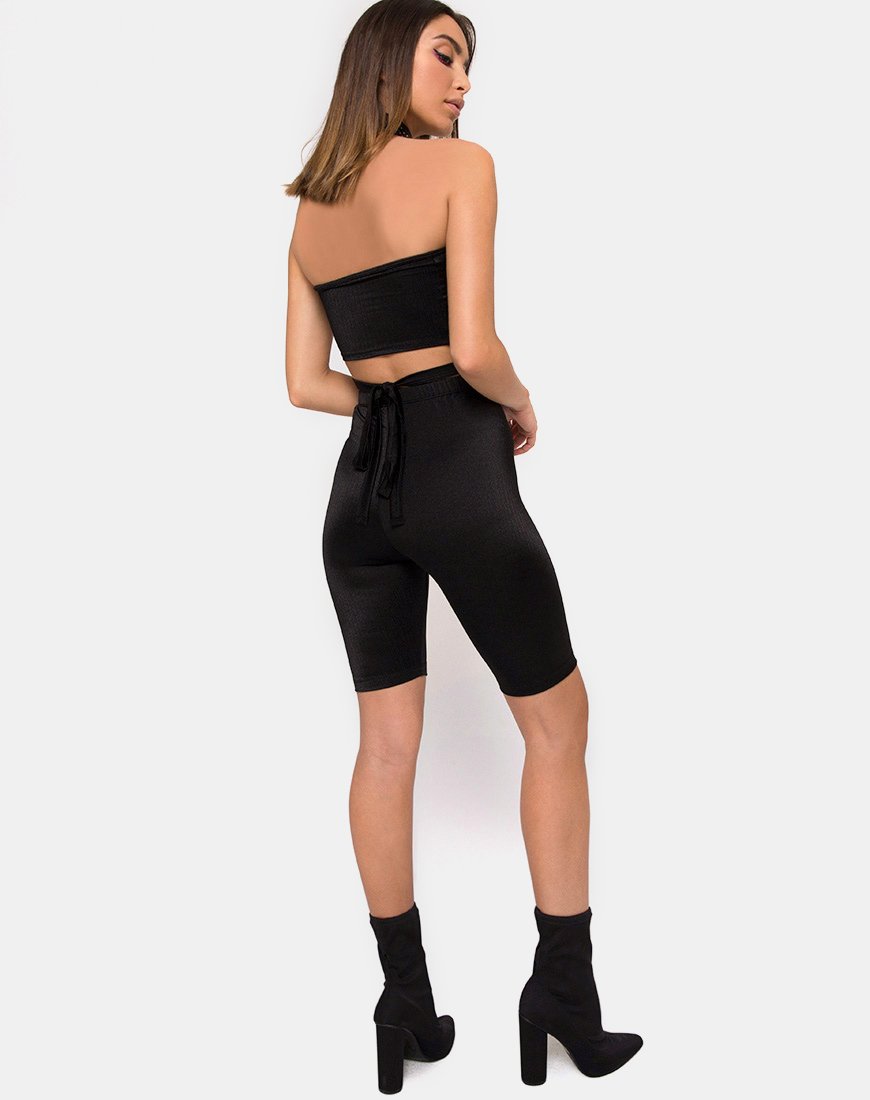 Image of Pinella High Waisted Shorts in Black