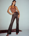 Image of Zolo Trouser in PU Patchwork Choco Brown