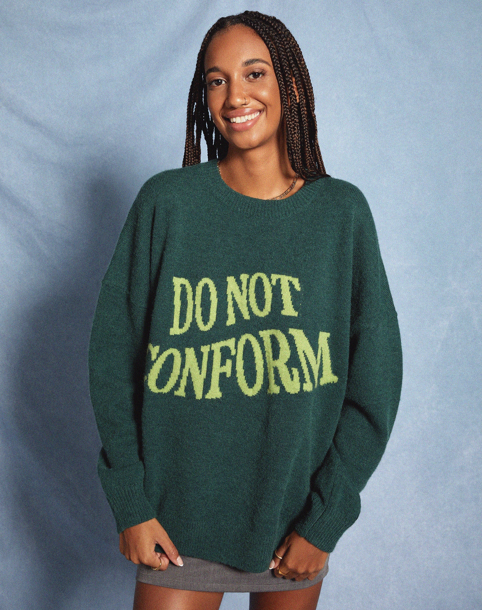 image of Jamin Jumper in Green 'Do Not Conform'