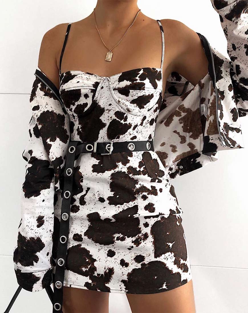 Lanti Bodice in Cow Hide Brown and White