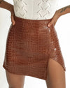 Image of Wren Mini Skirt in PU Croco Brown