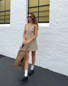 image of MOTEL X JACQUIE Eluned Day Dress in Yellow and Brown Check