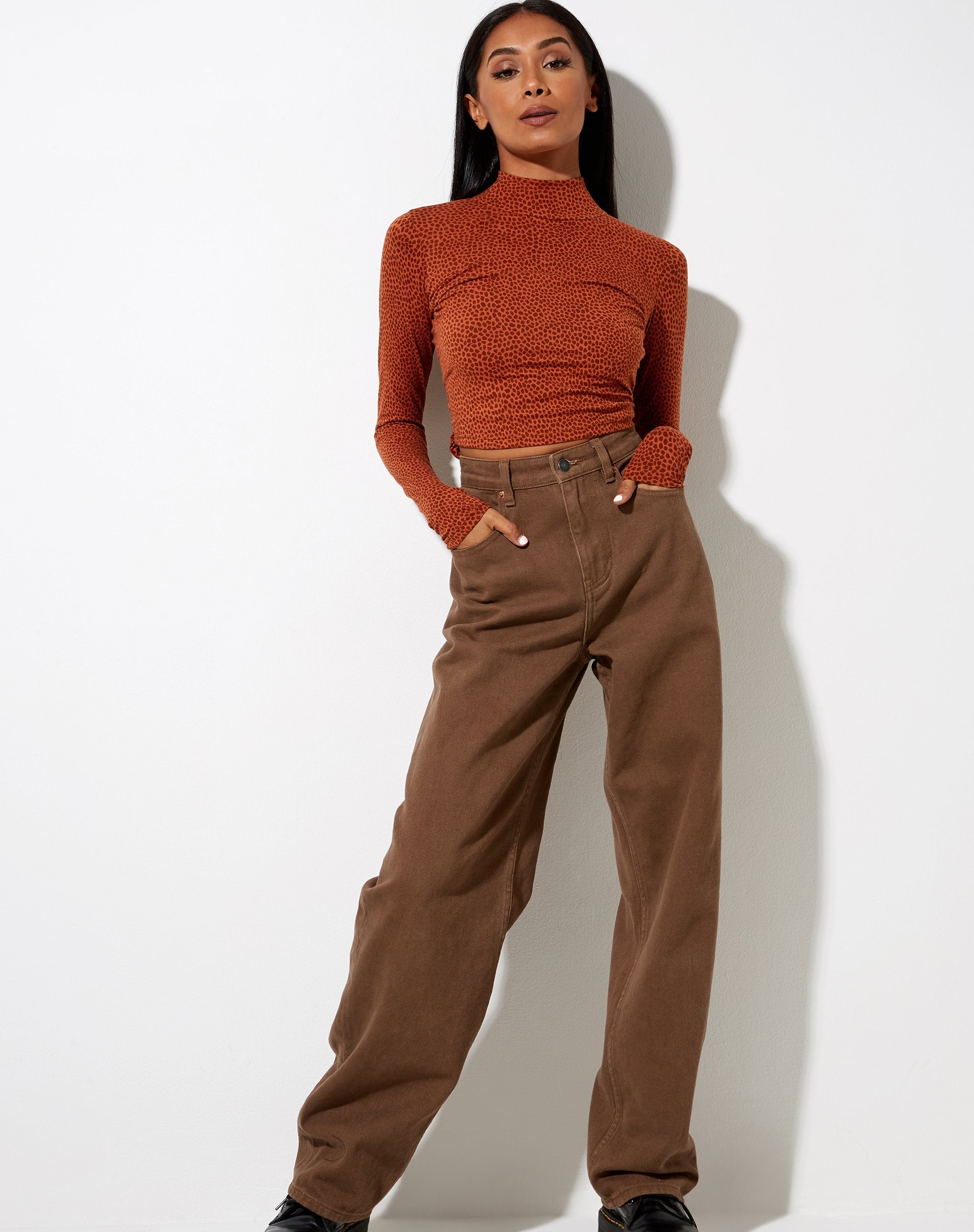 Image of Quky Crop Top in Mini Croc Brown