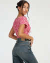 image of Raeto Crop Top in Ditsy Floral Pink