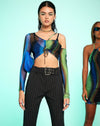 Image of MOTEL X OLIVIA NEILL Tapi Crop Top in Solarized Green and Blue