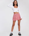 image of Rara Mini Skirt in Ditsy Butterfly Peach and Red