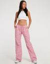image of Raya Wide Leg Trousers in Apple Check Blush Red