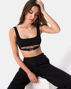 Image of Reka Crop Top in Black with Silver Buckle