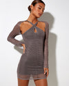 Image of Bebe Mini Dress with Lining in Mini Check Chocolate