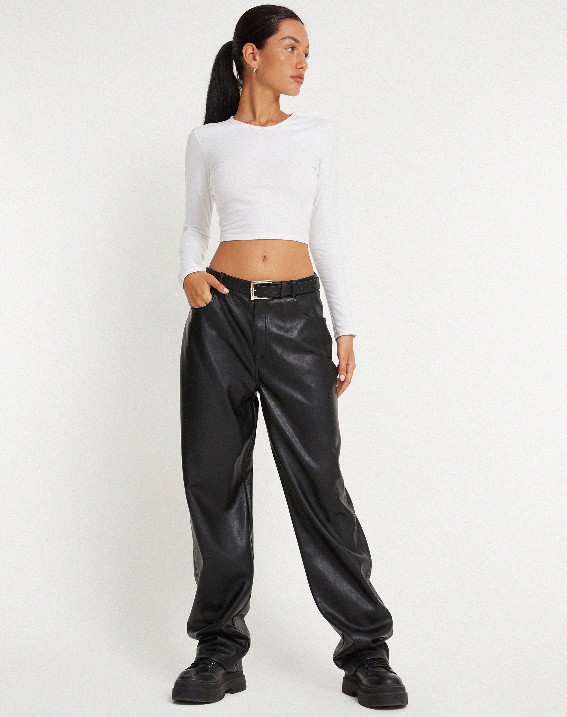 Image of MOTEL X OLIVIA NEILL Parallel Trouser in Pu Black
