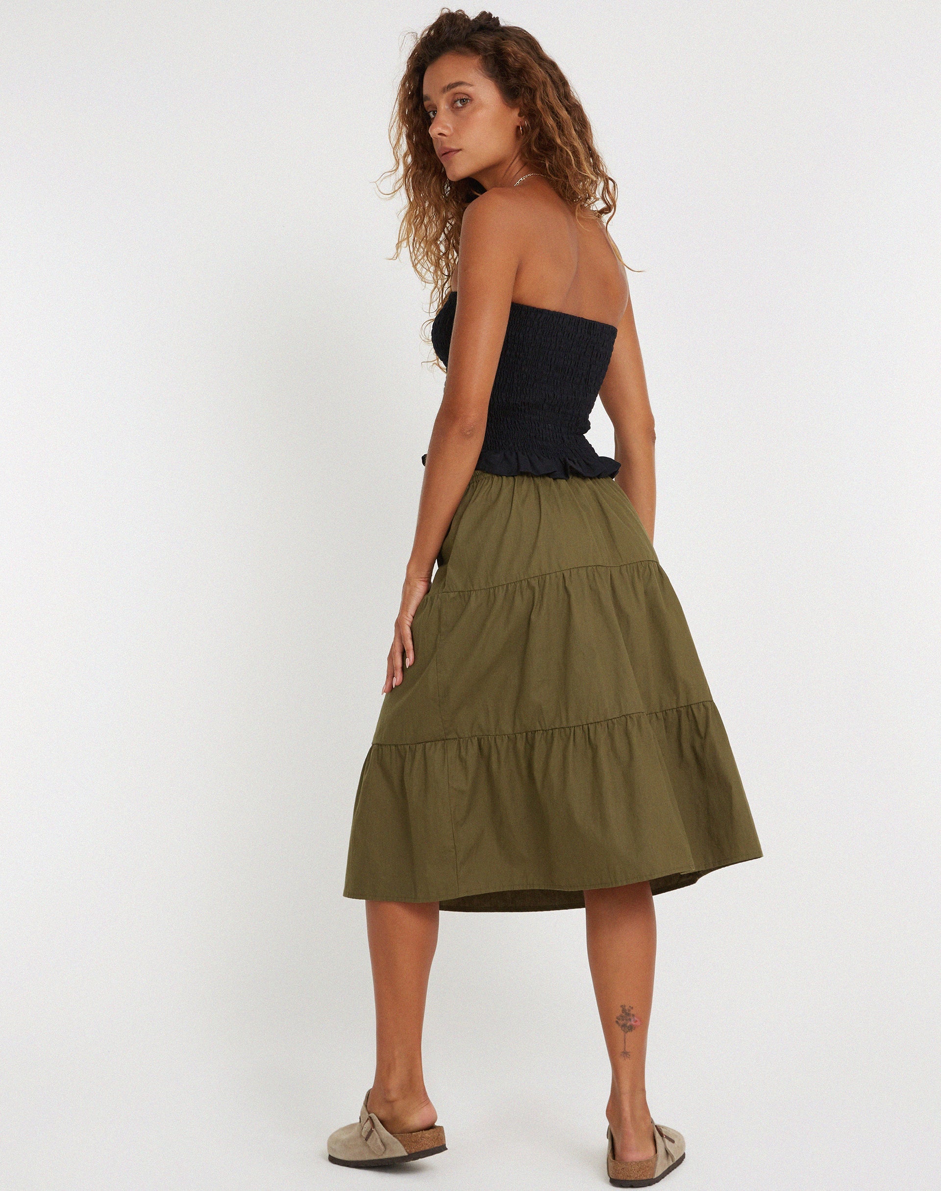 image of Reef Midi Skirt in Loden Green