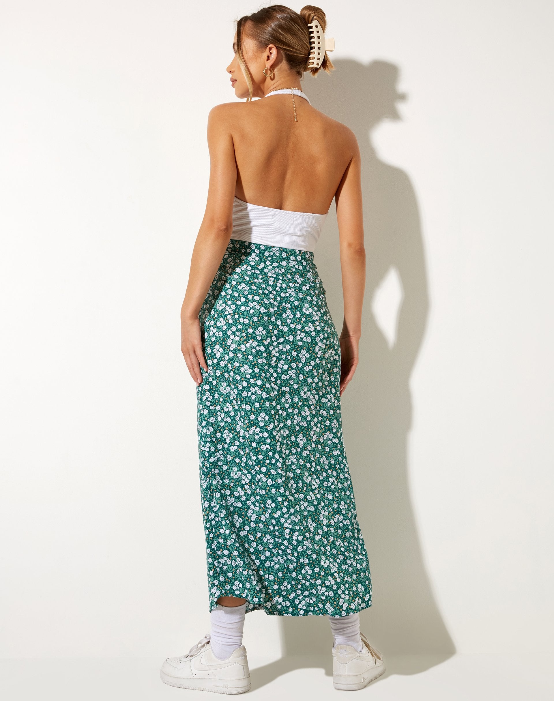 Image of Rima Midi Skirt in Floral Field Green