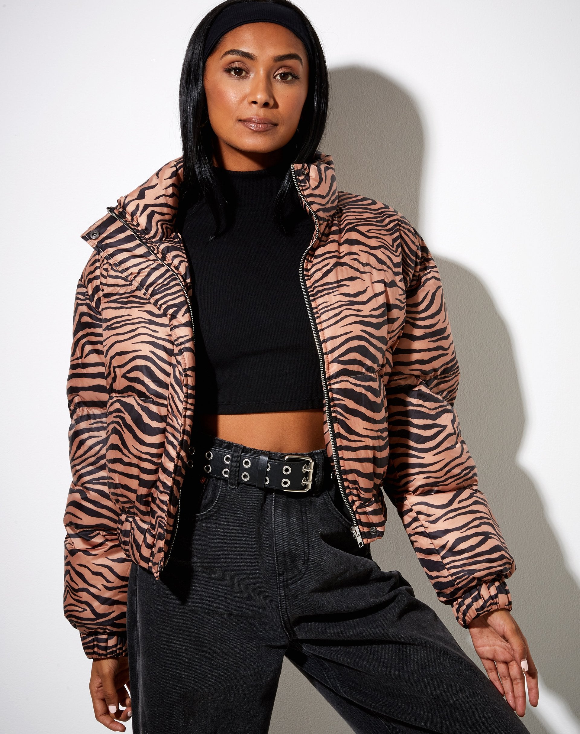 Zebra Puffer Jacket Cynthia Rowley Down Puffer Jacket Zebra On