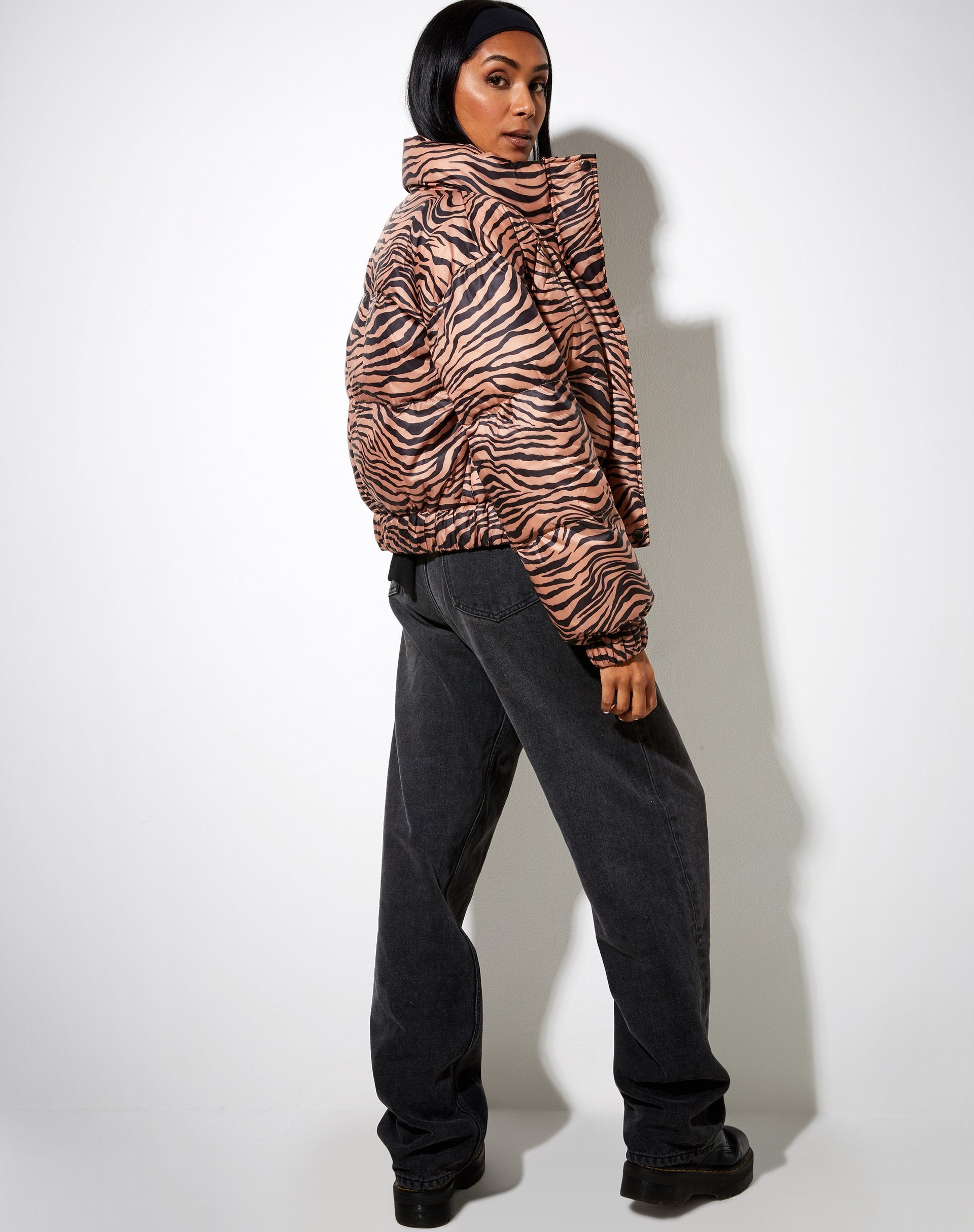 Image of Rohos Puffer Jacket in Zebra Black and Brown