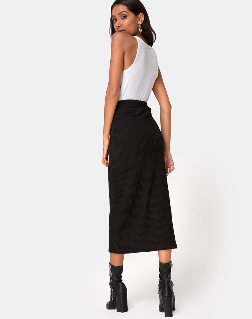Image of Rollie Midi Skirt in Jumbo Rib Black