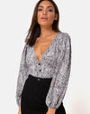Image of Roma Long Sleeve Top in Leo Spot in Black and White