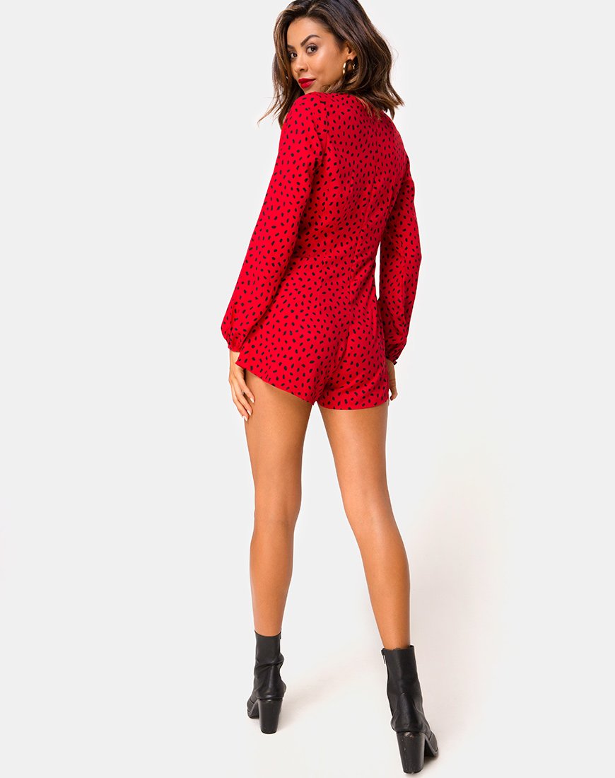 Red and cheap black playsuit