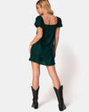 Image of Ropelle Dress in Satin Cheetah Forest Green