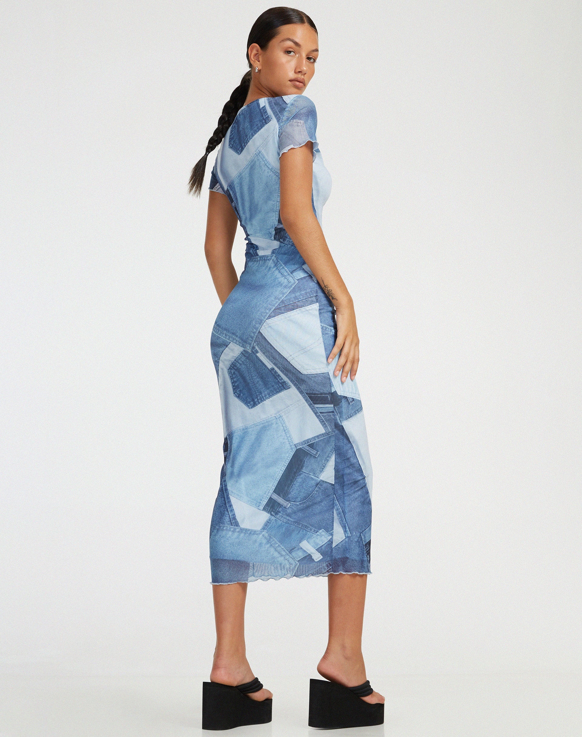 motel rocks denim dress Indigo Dark Denim Mini Dress