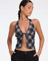 image of Roula Halter Top in 20's Check Black and Grey