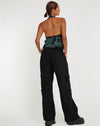 image of Roula Halter Top in Dragon Flower Black Mint
