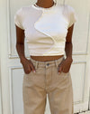 Image of Motel X Barbara Kristoffersen Ruta Crop Top in Panelled Ivory and Winter White